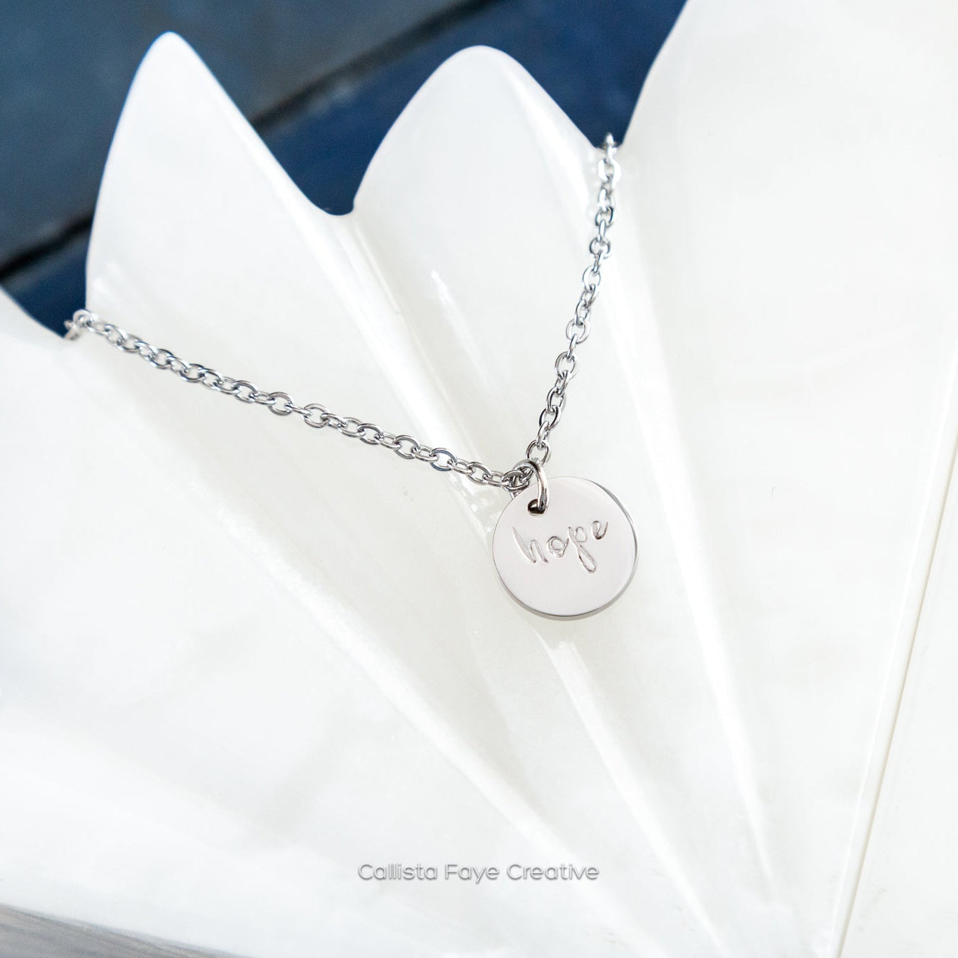 Hope, Hand Stamped Coin Necklace Necklaces callistafaye Silver  