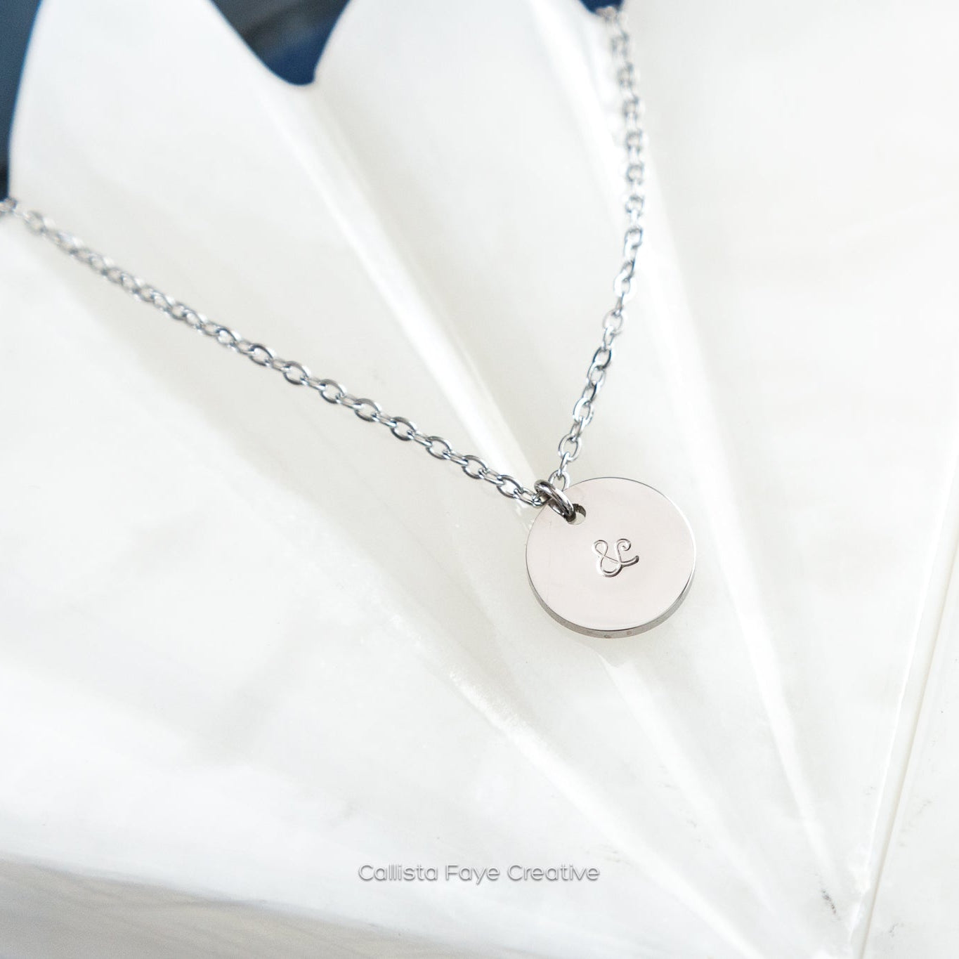 And, Hand Stamped Symbolic Coin Necklace Necklaces callistafaye Silver  