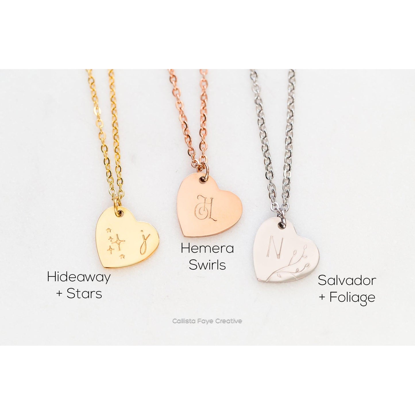 Custom Initial Petite Heart Pendant, Hand Stamped Heart Necklace, Personalized Necklaces callistafaye   