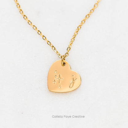 Custom Initial Petite Heart Pendant, Hand Stamped Heart Necklace, Personalized Necklaces callistafaye Gold  