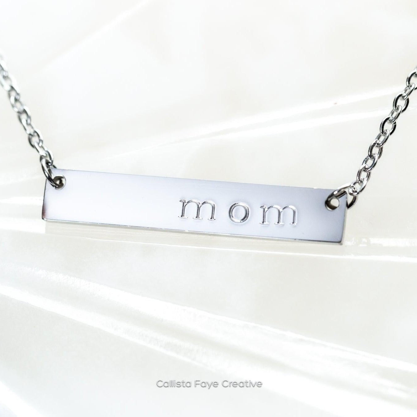 Mom, Hand Stamped Bar Affirmation Necklace Necklaces callistafaye   