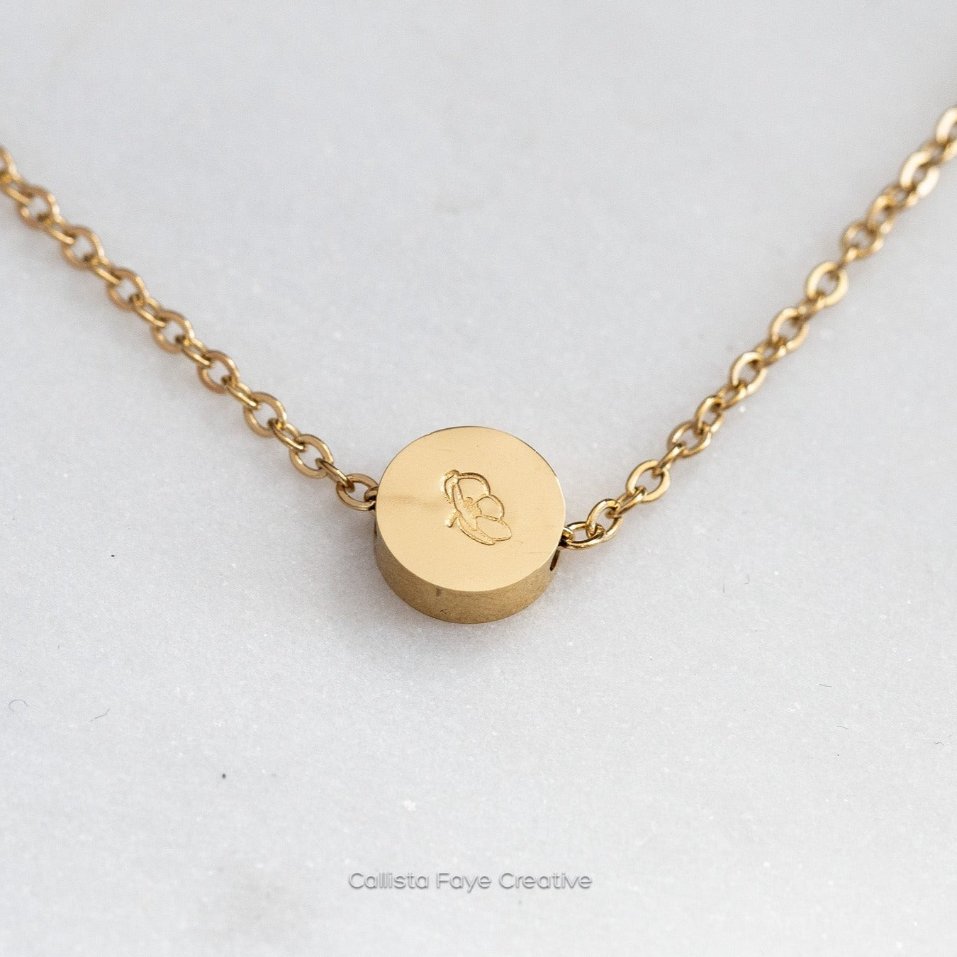 Custom Initial, Birth Flower Mini Coin Bead Necklace, Personalized Necklaces callistafaye 1 Bead Gold 