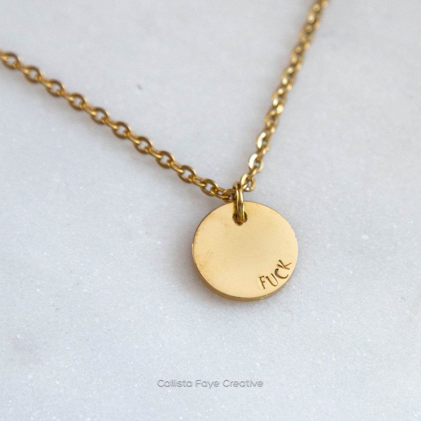 Fuck, Hand Stamped Coin Necklace Necklaces callistafaye   