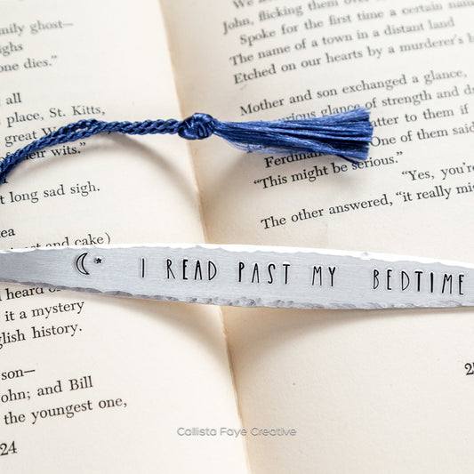 I Read Past My Bedtime, Tapered Hand Stamped Bookmark Bookmarks callistafaye   