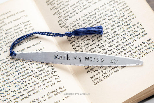 Mark My Words, Tapered Hand Stamped Bookmark Bookmarks callistafaye   