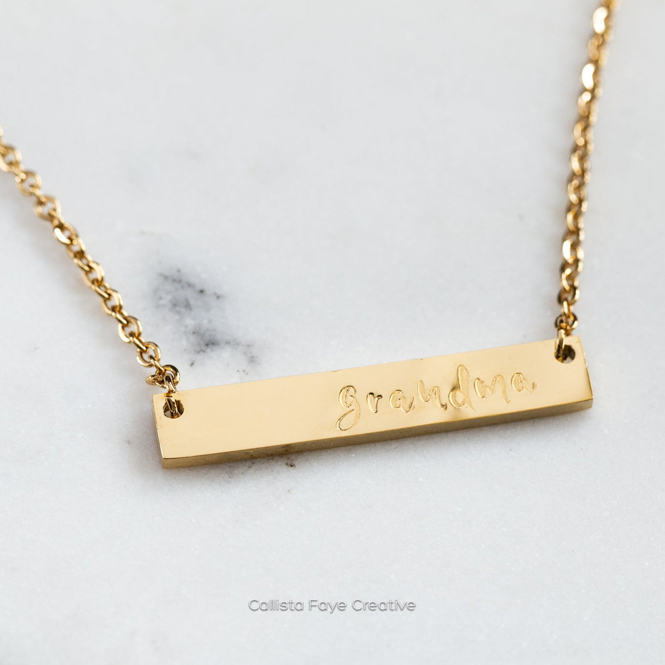 Grandma, Hand Stamped Bar Affirmation Necklace Necklaces callistafaye Gold  