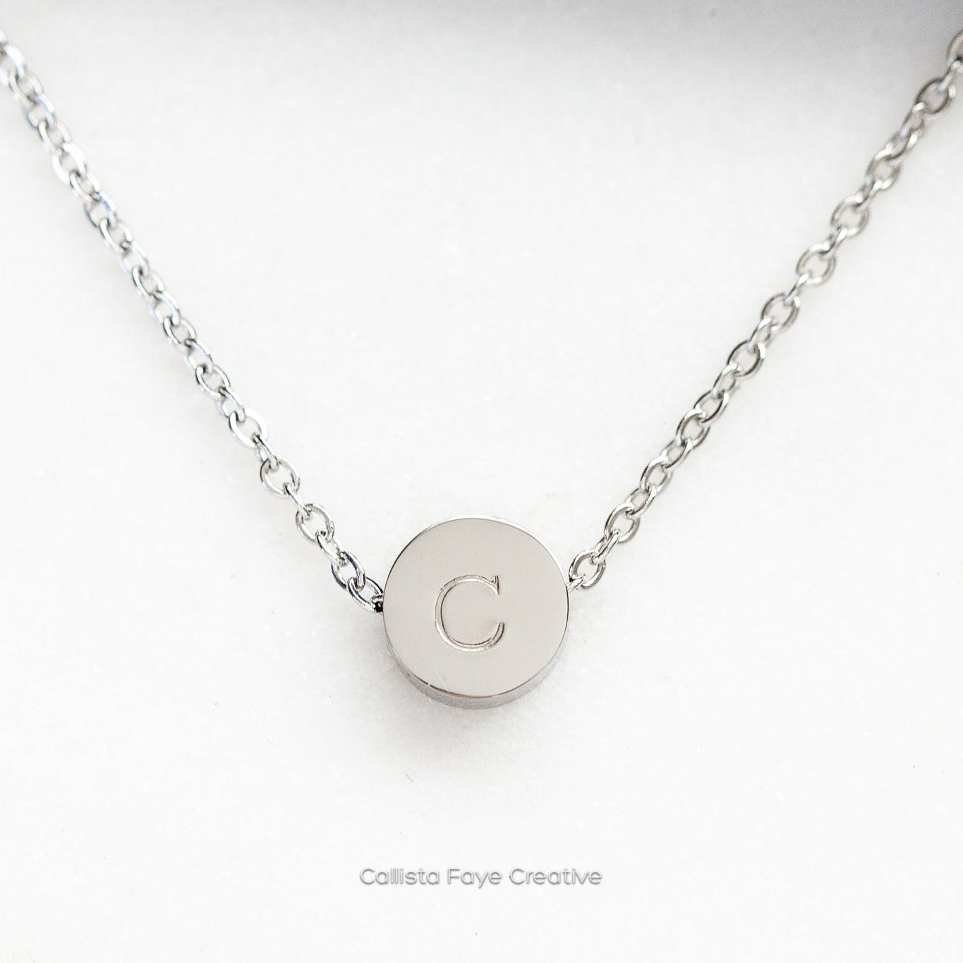 Custom Initial, Birth Flower Mini Coin Bead Necklace, Personalized Necklaces callistafaye 1 Bead Silver 