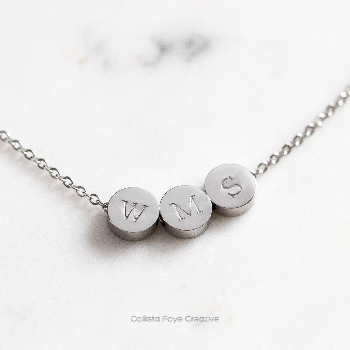 Custom Initial Birth Flower Mini Coin BEAD Necklace
