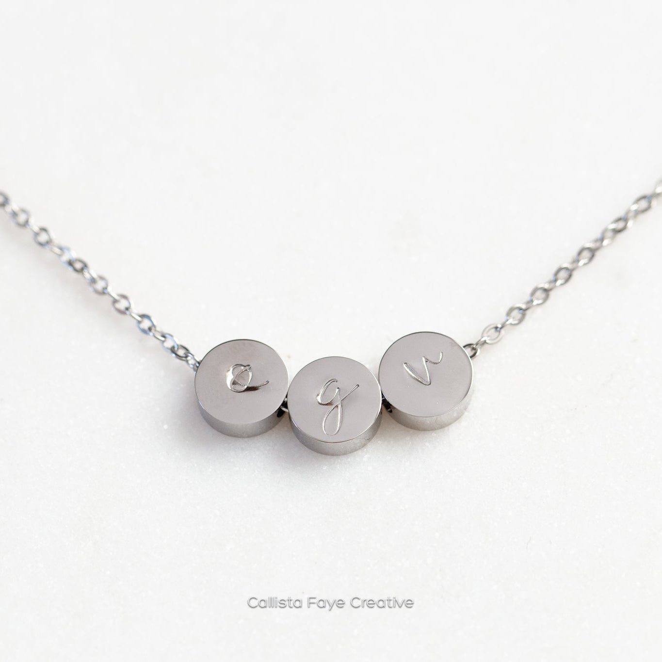 Custom Initial, Birth Flower Mini Coin Bead Necklace, Personalized Necklaces callistafaye   