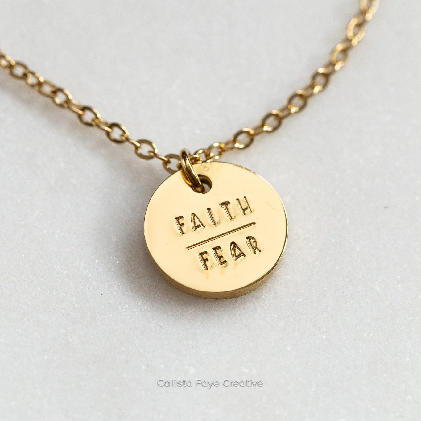 Faith | Fear, Hand Stamped Coin Necklace Necklaces callistafaye   