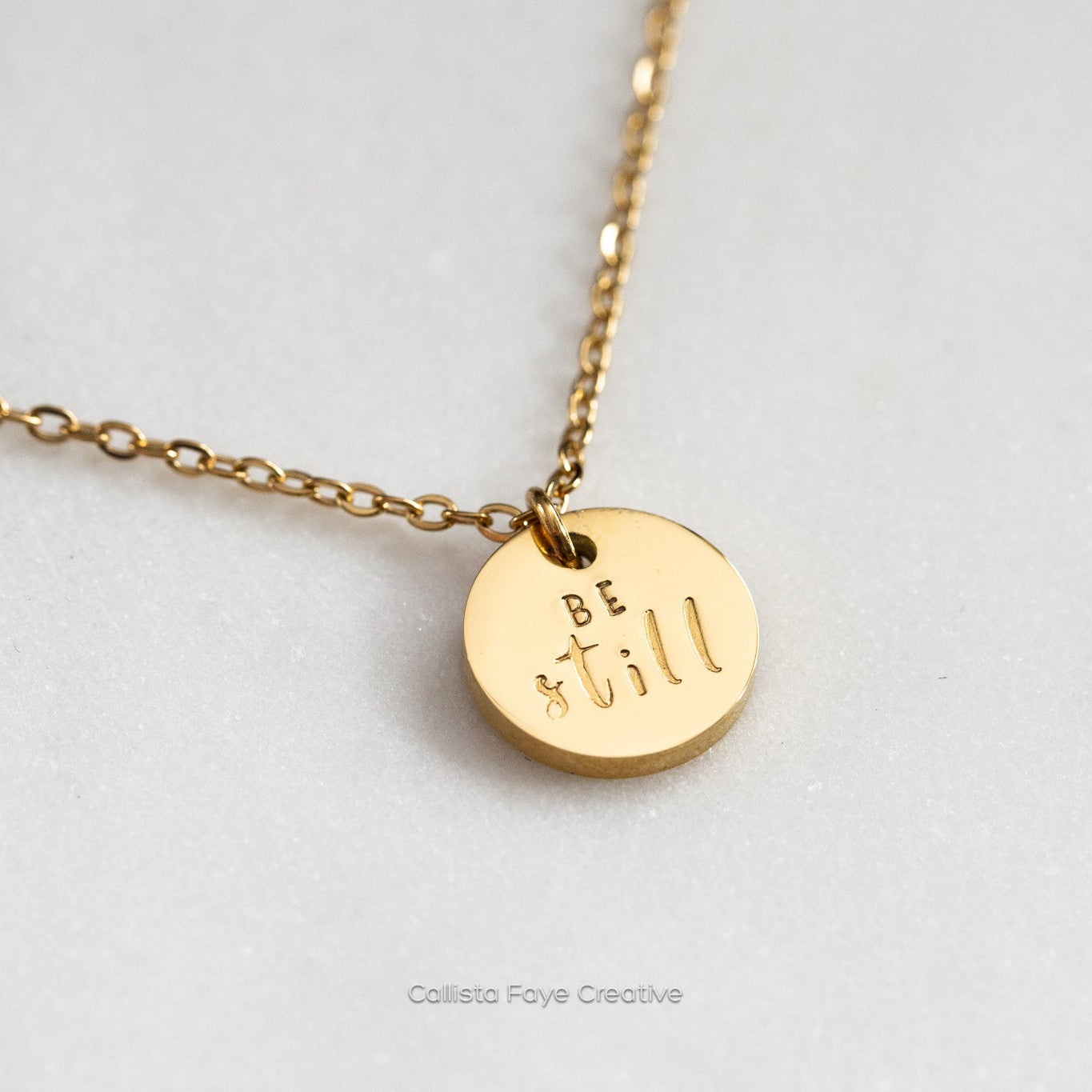 Be Still, Hand Stamped Coin Necklace Necklaces callistafaye Gold  