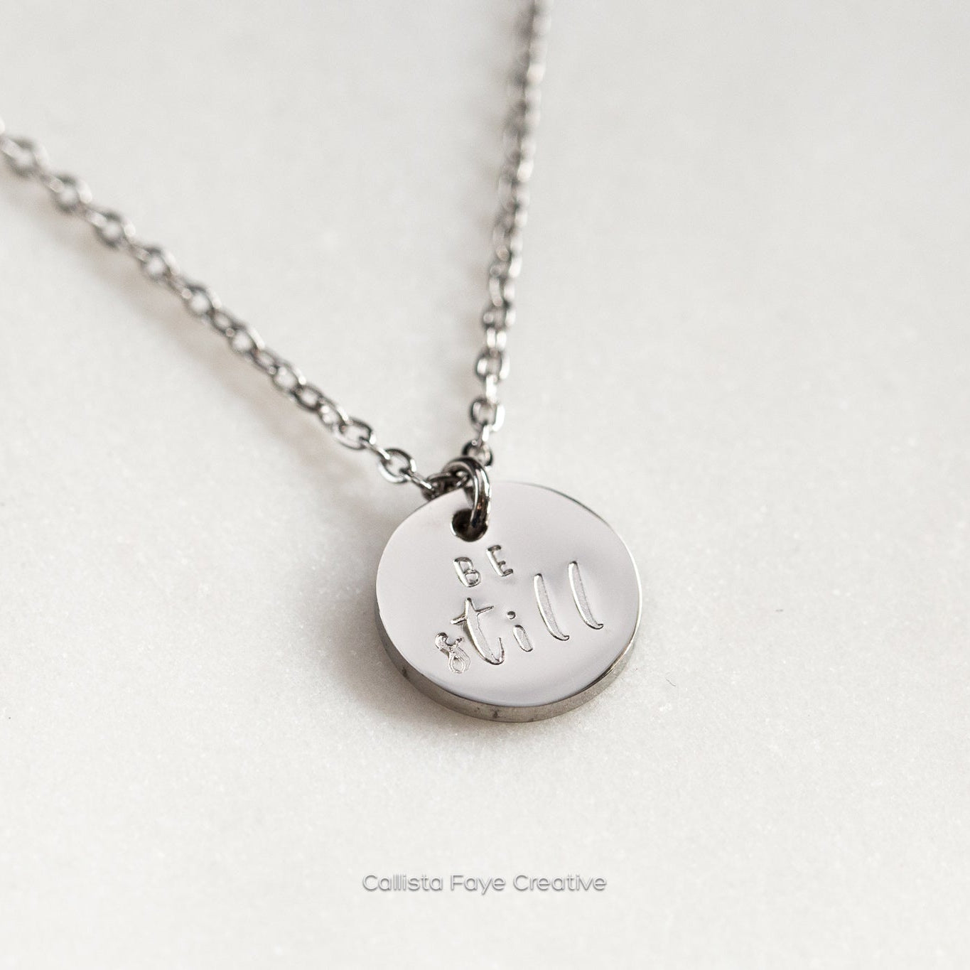 Be Still, Hand Stamped Coin Necklace Necklaces callistafaye   