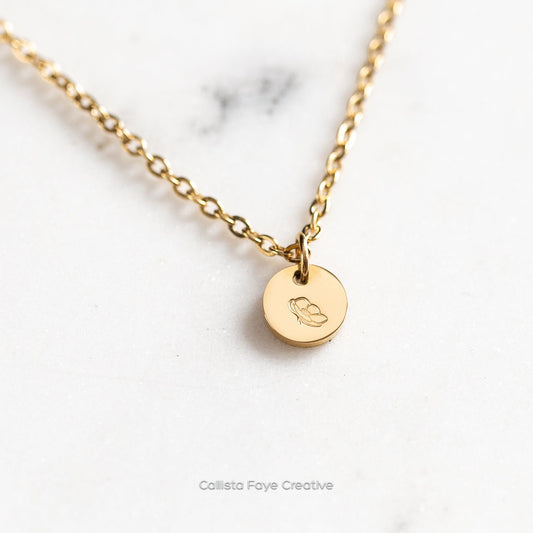 Custom Birth Flower Mini Coin Necklace, Personalized Necklaces callistafaye 1 Charm Gold 