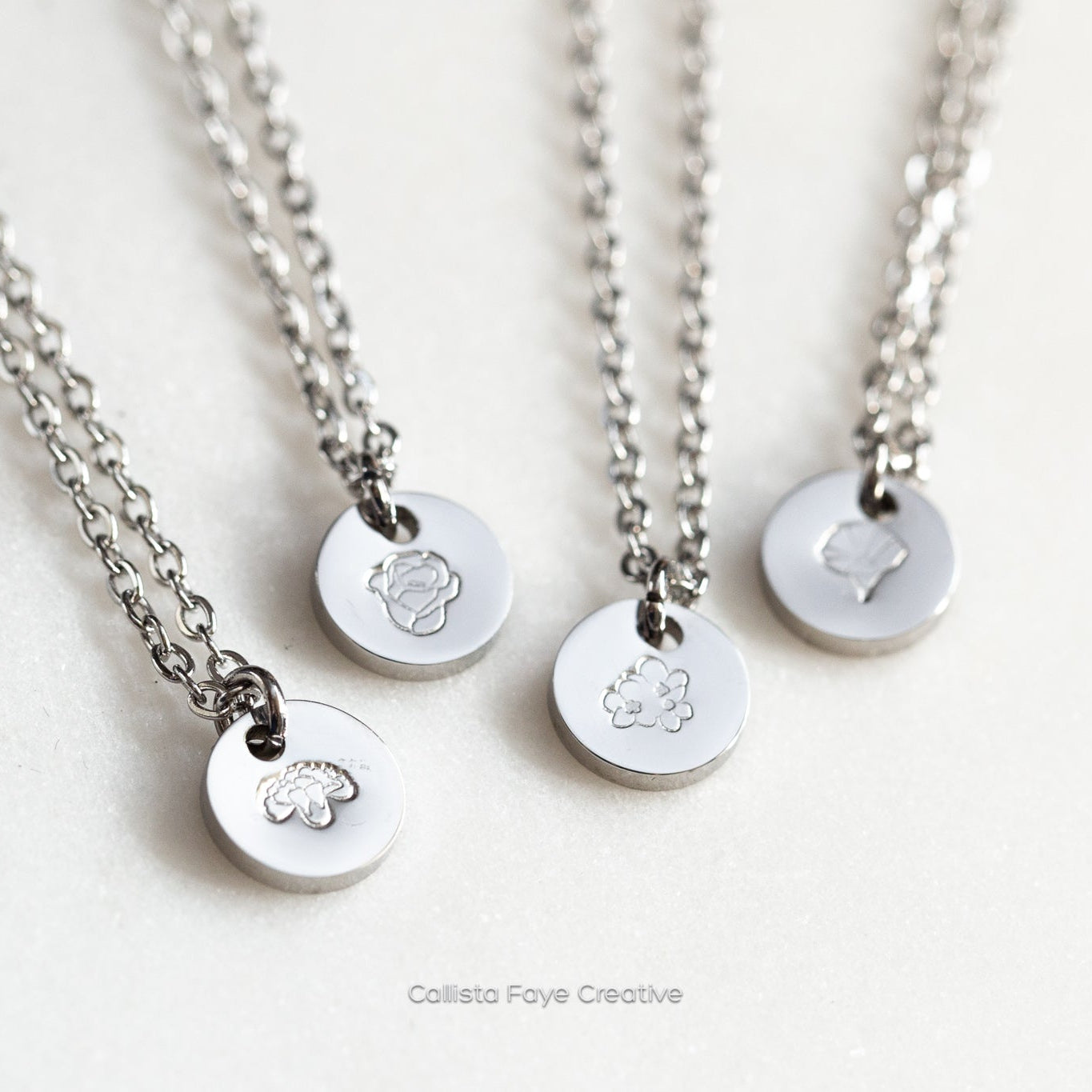 Custom Initial / Birth Flower, Mini Coin Necklace, Personalized Necklaces callistafaye   
