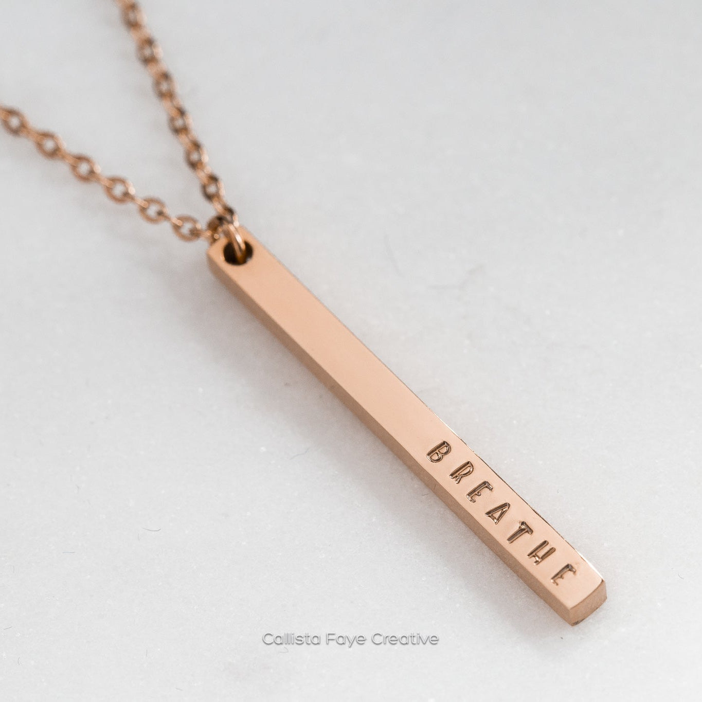 14k Solid Gold Vertical Bar Necklace, Personalized Skinny, 50% OFF
