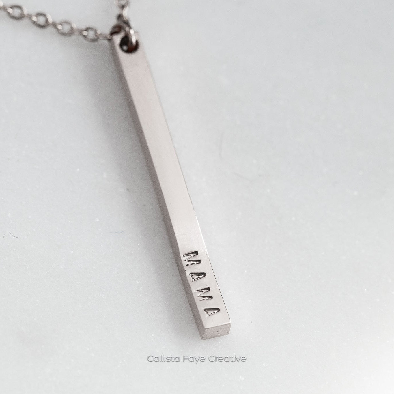 Mama, Hand Stamped Vertical Bar Necklace Necklaces callistafaye Silver  