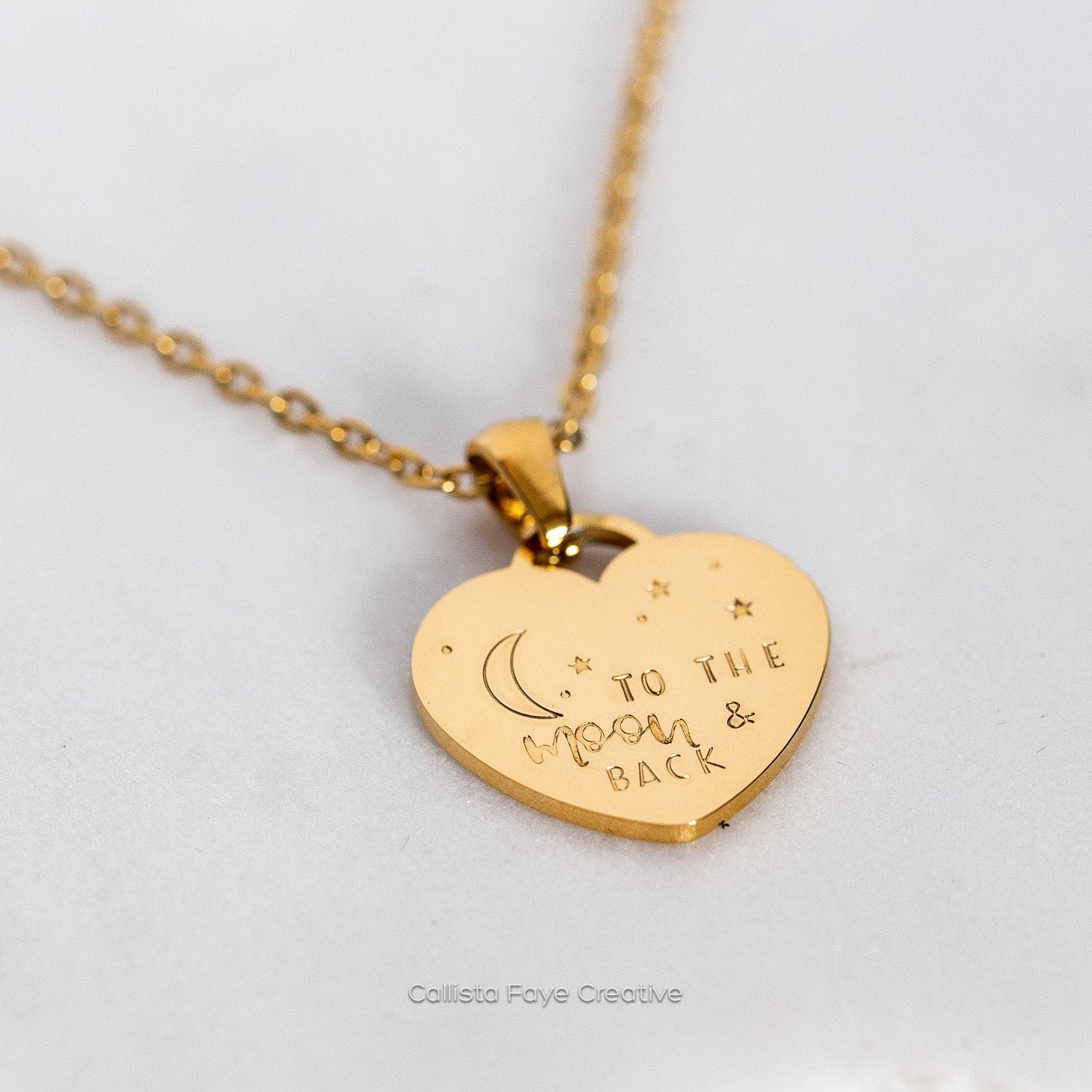 To the Moon & Back, Hand Stamped Heart Necklace Necklaces callistafaye   