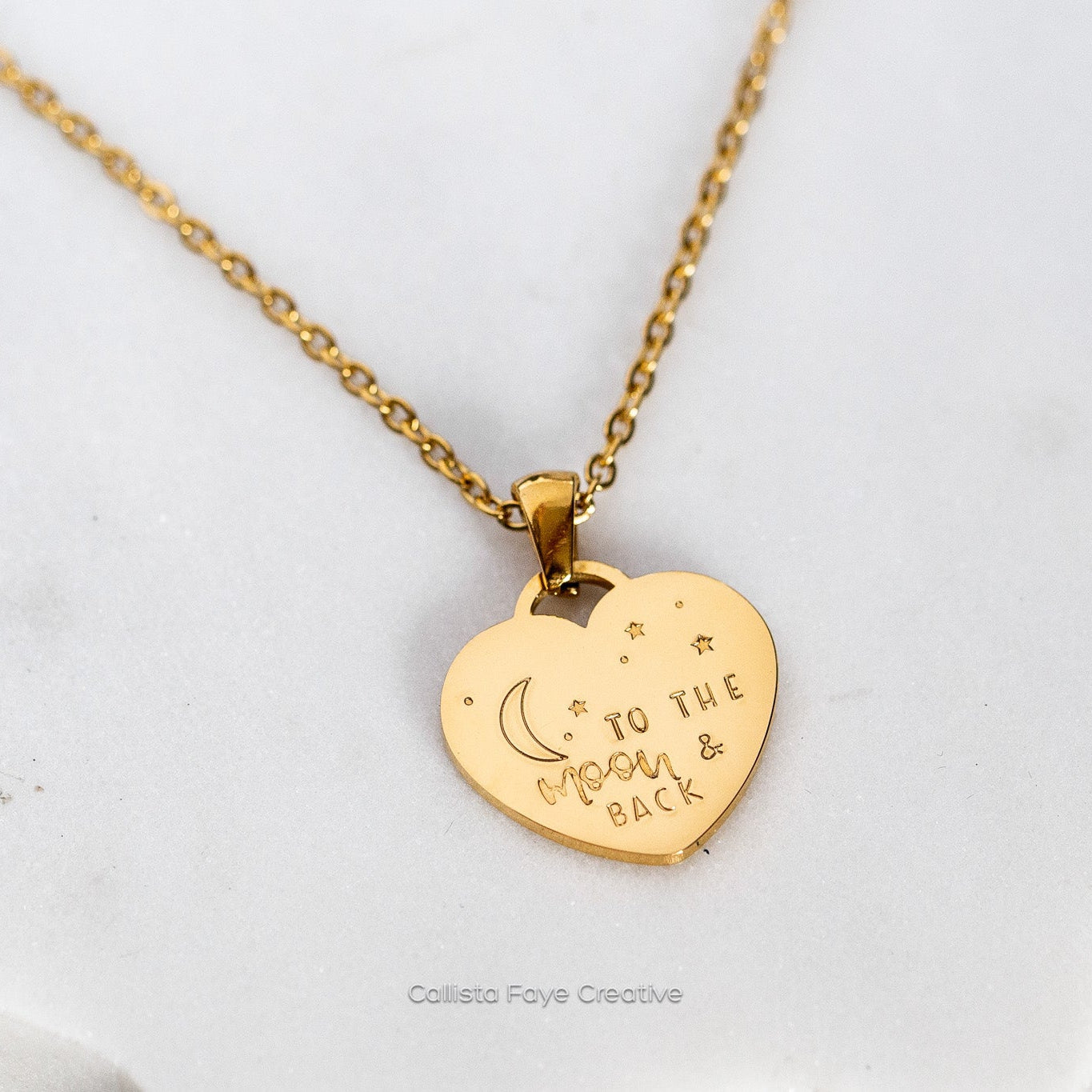 To the Moon & Back, Hand Stamped Heart Necklace Necklaces callistafaye   