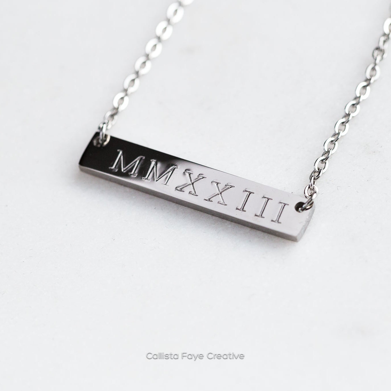 MMXXIII, Graduation Gift 2023, Hand Stamped Bar Necklace Necklaces callistafaye   