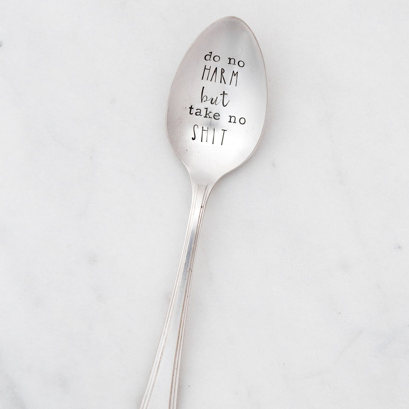 Do No Harm But Take No Shit, Hand Stamped Vintage Spoon Spoons callistafaye   