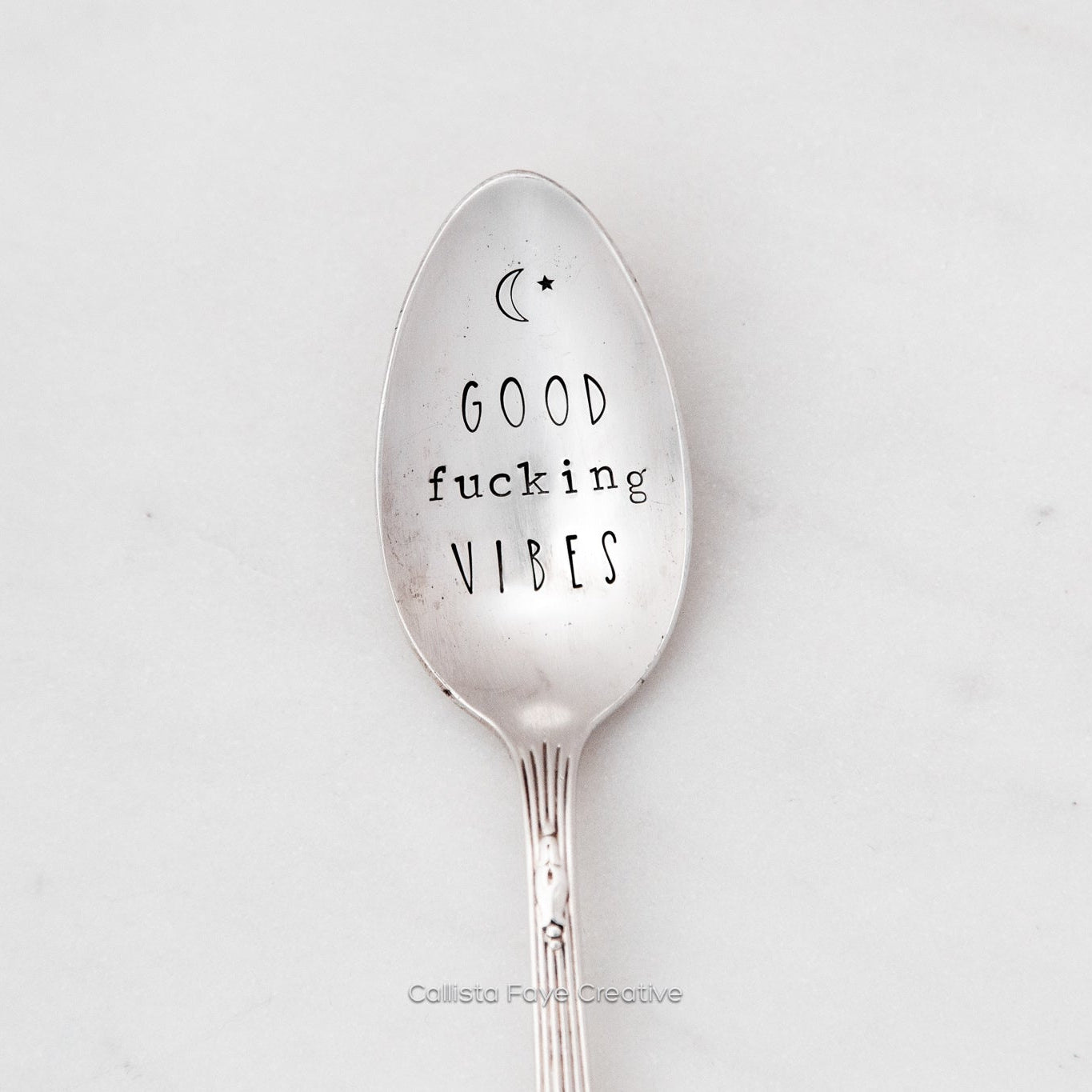 Good Fucking Vibes, Hand Stamped Vintage Spoon Spoons callistafaye   
