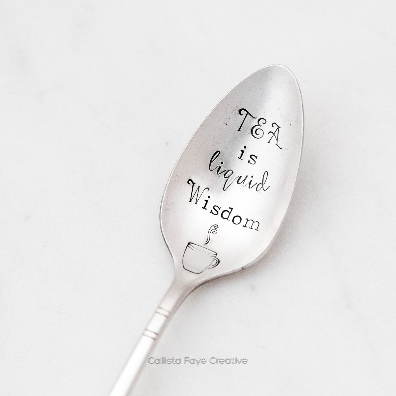 Tea is Liquid Wisdom, Hand Stamped Vintage Spoon Spoons callistafaye   