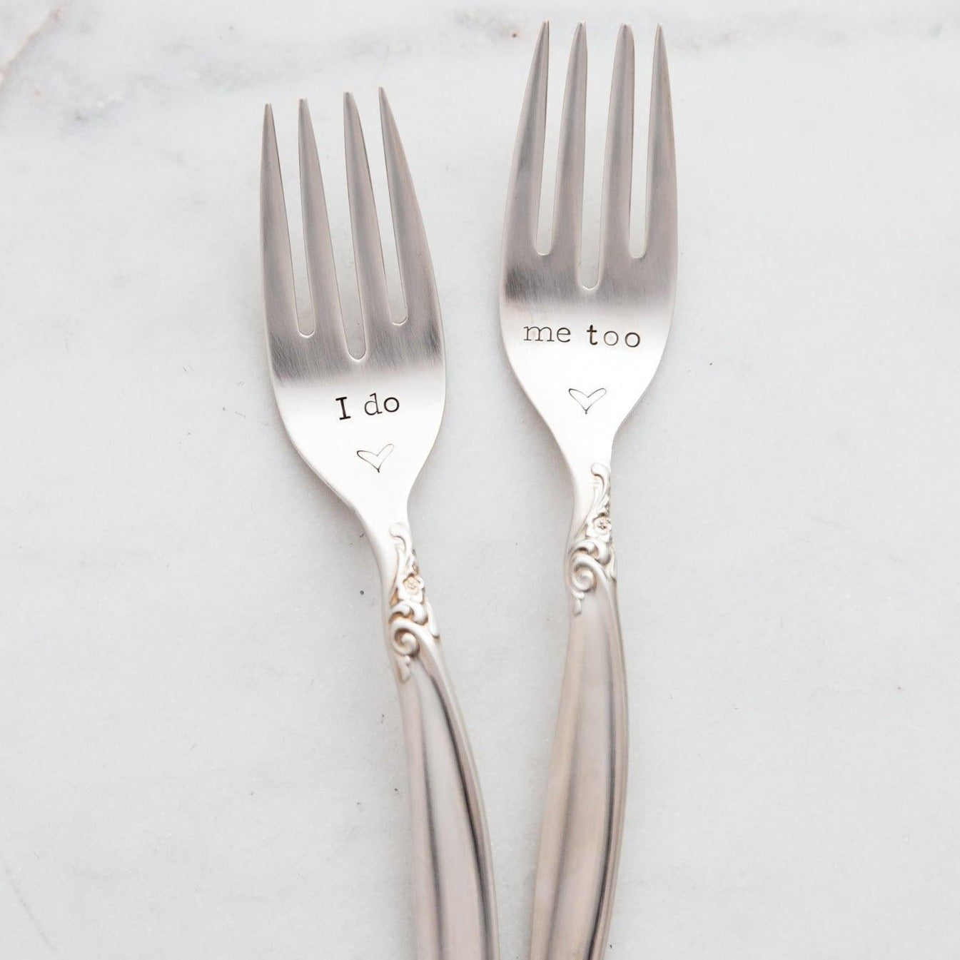 I Do & Me Too, Wedding Fork SET, Hand Stamped Vintage Forks Forks callistafaye   