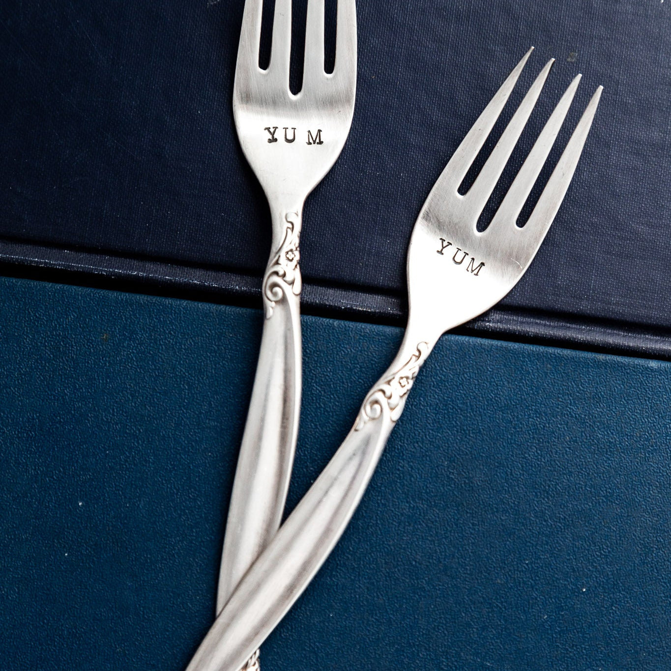 Yum, Hand Stamped Vintage Fork Forks callistafaye   