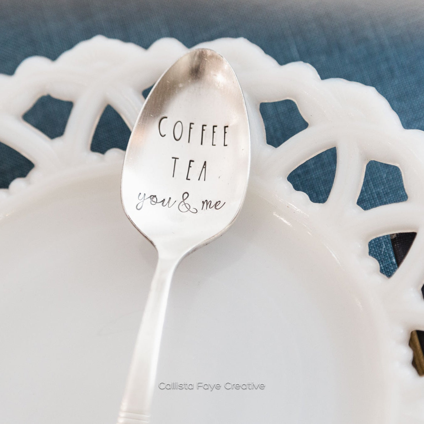 Coffee Tea You & Me, Hand Stamped Vintage Spoon Spoons callistafaye   