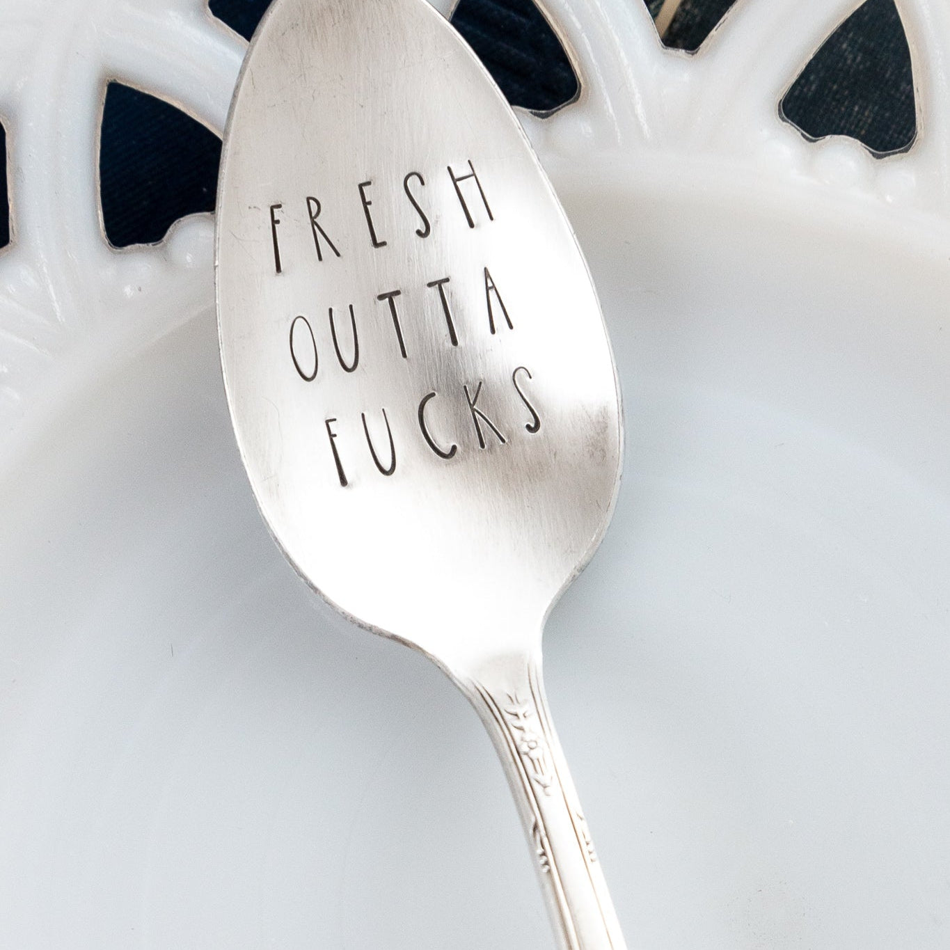 Fresh Outta Fucks, Hand Stamped Vintage Spoon Spoons callistafaye   