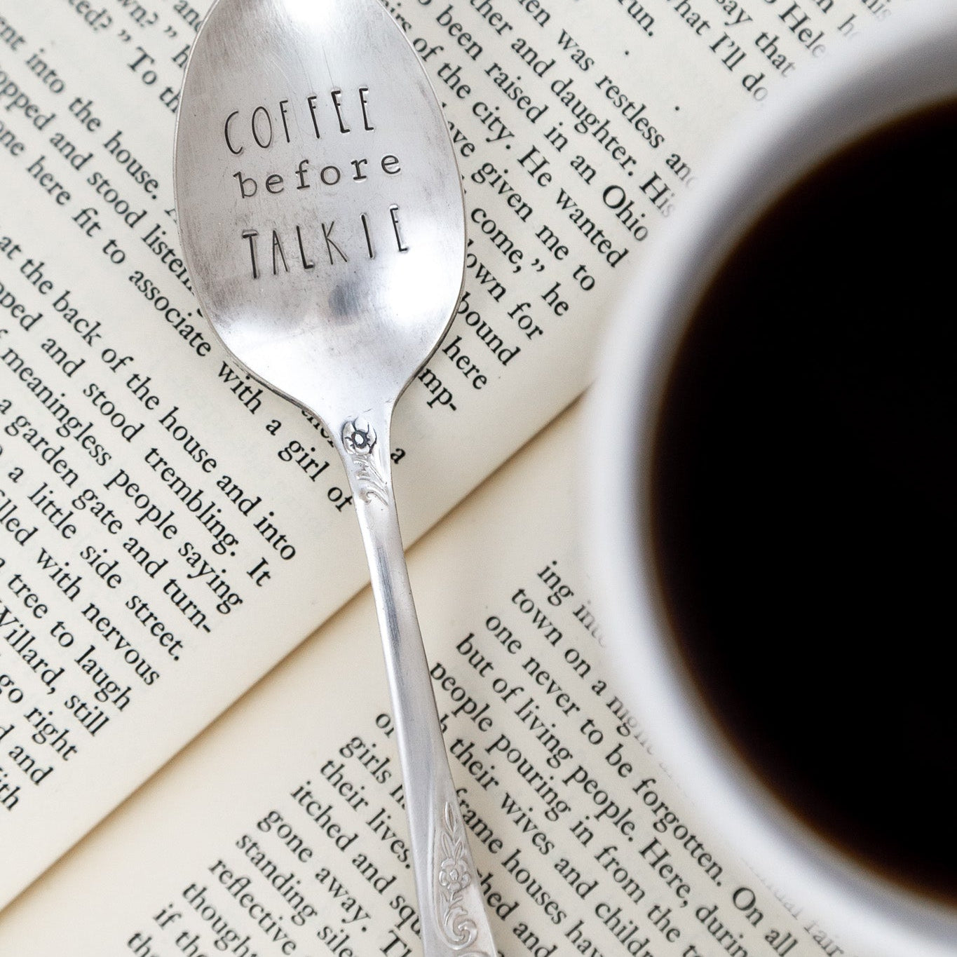 Coffee Before Talkie, Hand Stamped Vintage Spoon Spoons callistafaye   