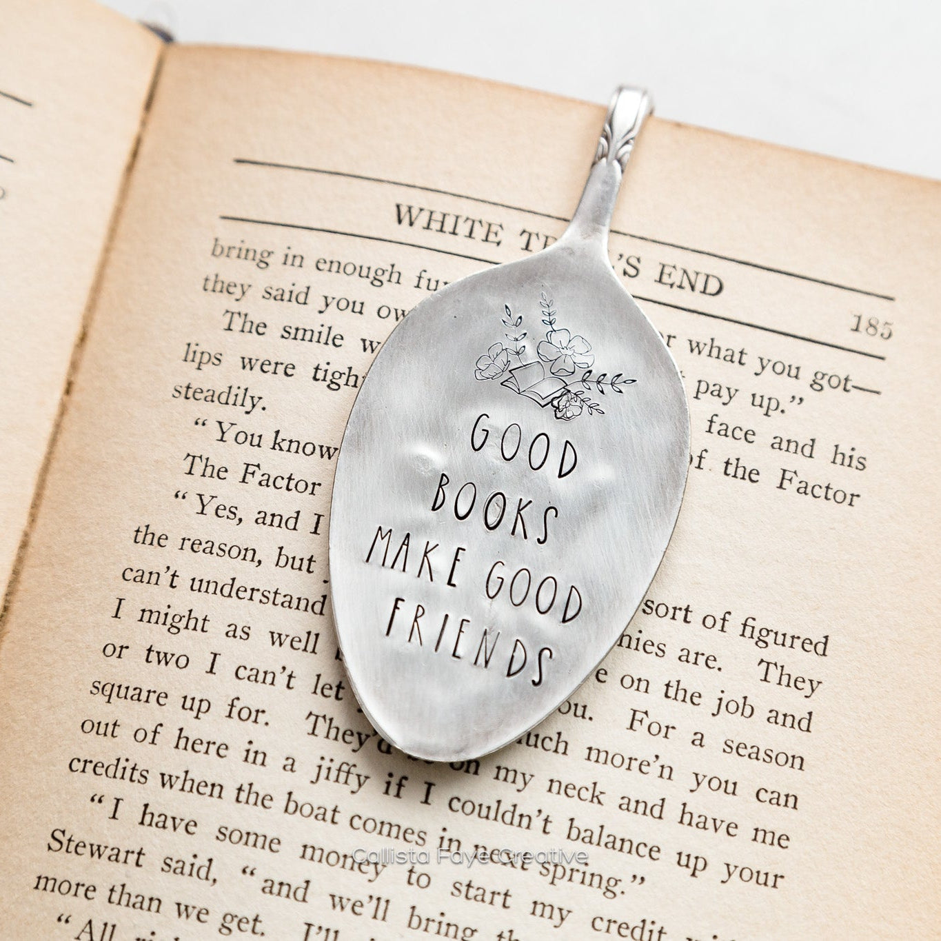Good Books Make Good Friends, Vintage Spoon Bookmark Bookmarks callistafaye   