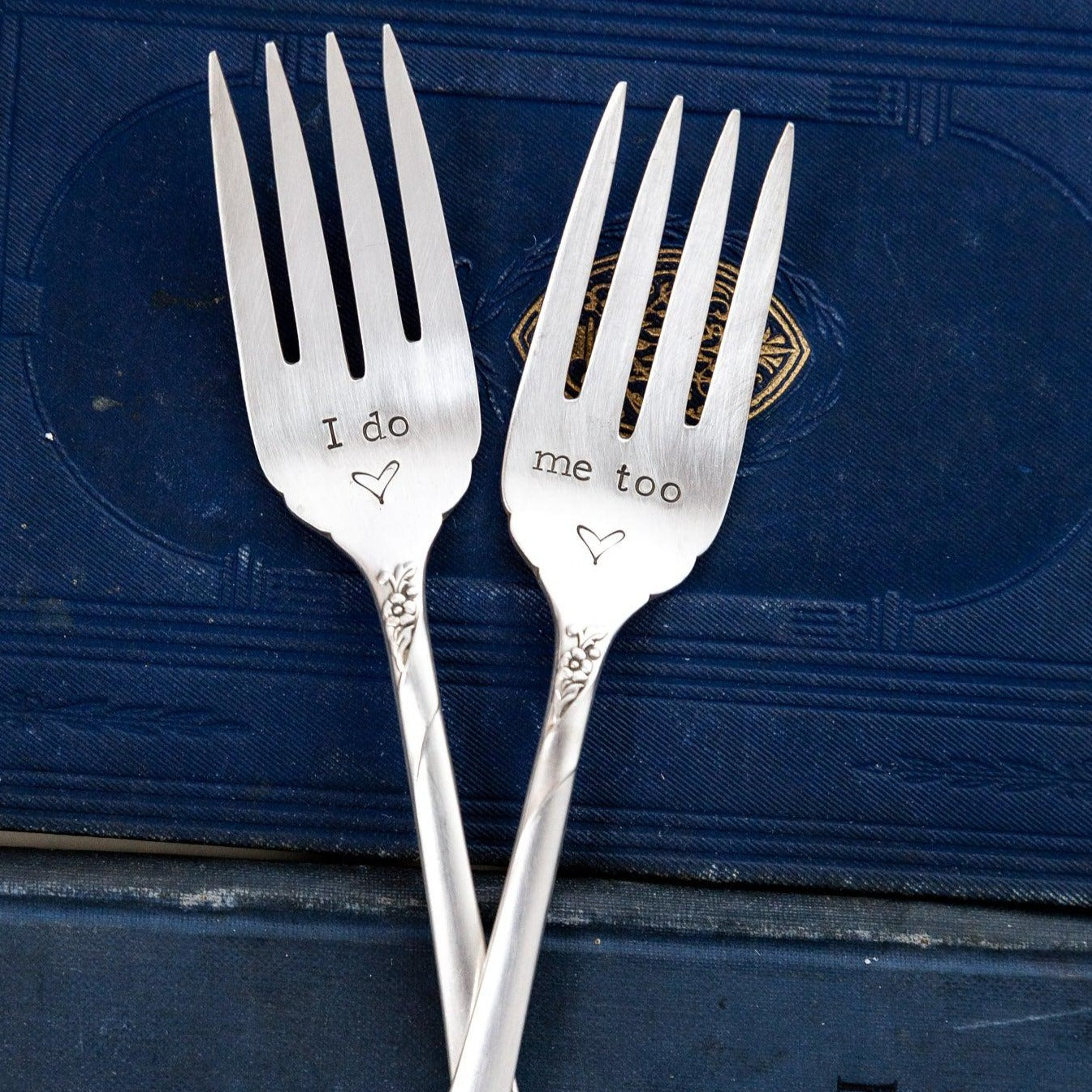 I Do & Me Too, Wedding Fork SET, Hand Stamped Vintage Forks Forks callistafaye   