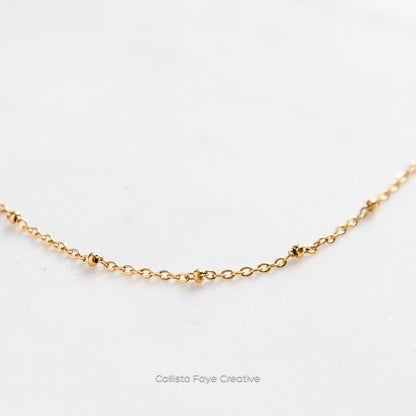 Satellite Chain, Dainty Layering Necklace, Stainless Steel Jewelry, Minimalist Necklace, Waterproof Jewelry, Dainty Necklace Necklaces callistafaye Gold  