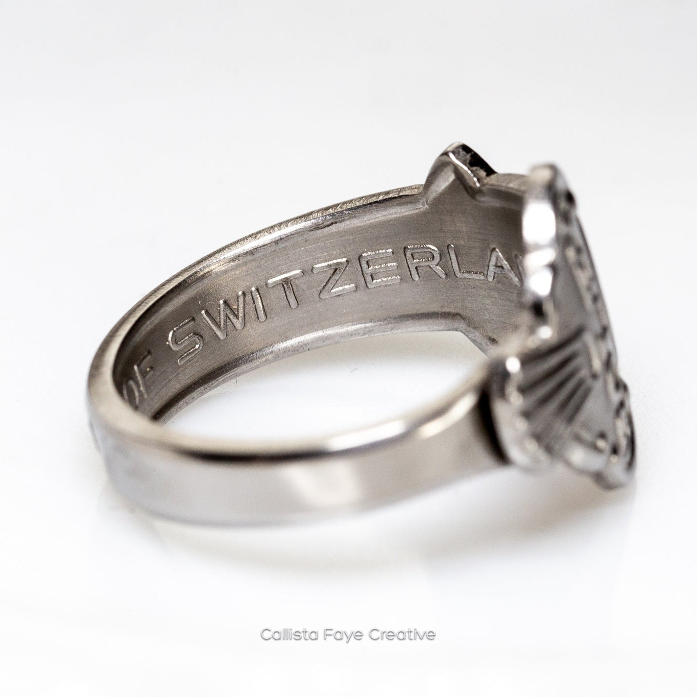 Rolex Spoon Ring, Size 11, Swiss Cross, RARE Vintage Spoon Ring, Stainless Steel Spoon Ring Rings callistafaye   