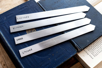 Large Garden Markers BUNDLE • Hand Stamped Aluminum Plant Stake callistafaye