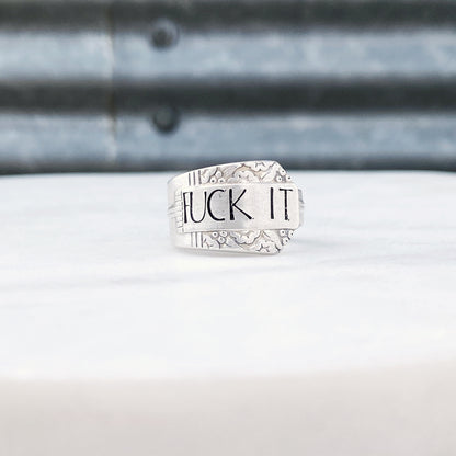 Fuck It, Park Lane 1936, Custom Size Spoon Ring, Vintage Silverware Ring Rings callistafaye   