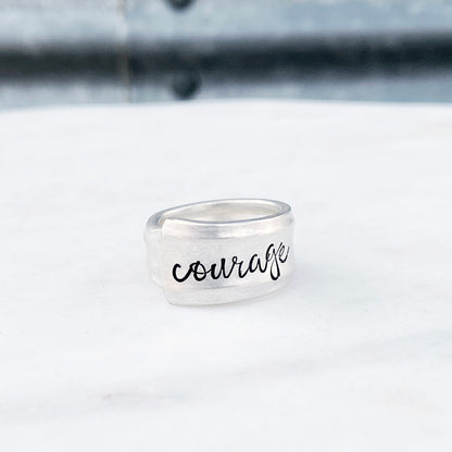 Custom Saying, New Era 1955, Custom Size Spoon Ring, Vintage Silverware Ring, Personalized Rings callistafaye